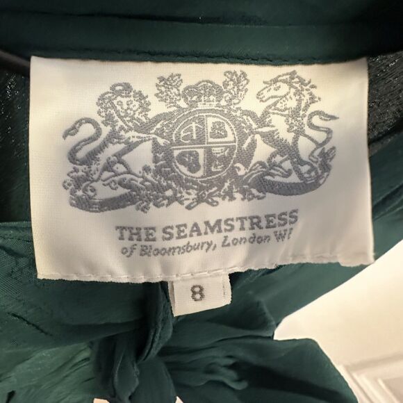 The Seamstress Of Bloomsbury 8 UK 4 US Dress Midi 1940s 1930s Crepe Dark Green - Picture 6 of 8